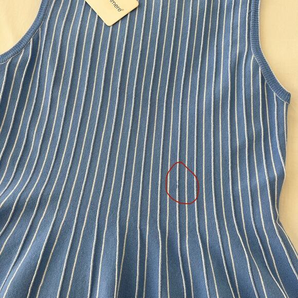 Autumn Cashmere NWT Sleeveless Pleated Stripe Peplum Periwinkle Blue Top Small - Picture 6 of 8